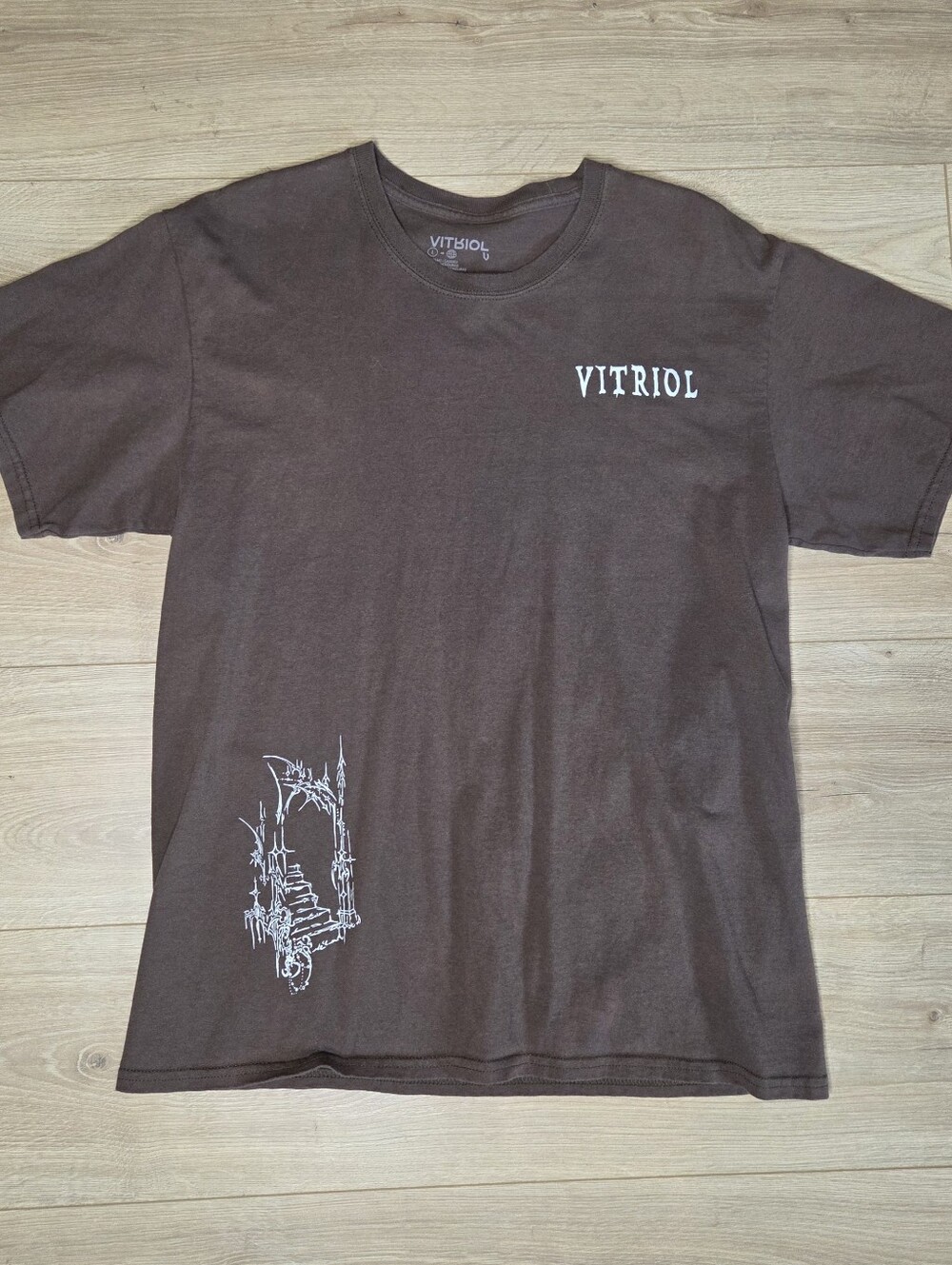 Vitriol Brown Gothic Angel Wings Graphic T-Shirt Dark Academia Grunge Large